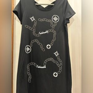 New Fashion Stretch Black Graphic design Dress